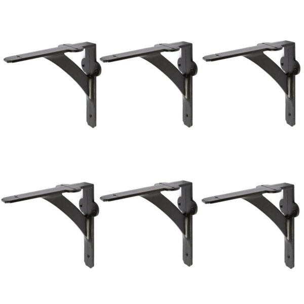 6x Iron Shelf Bracket Cast Iron Antique Vintage Wall Brackets D150mm Black