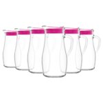 6x LAV 1.8L Misket Glass Water Jugs with Silicone Lid Juice Milk Drinks Carafe