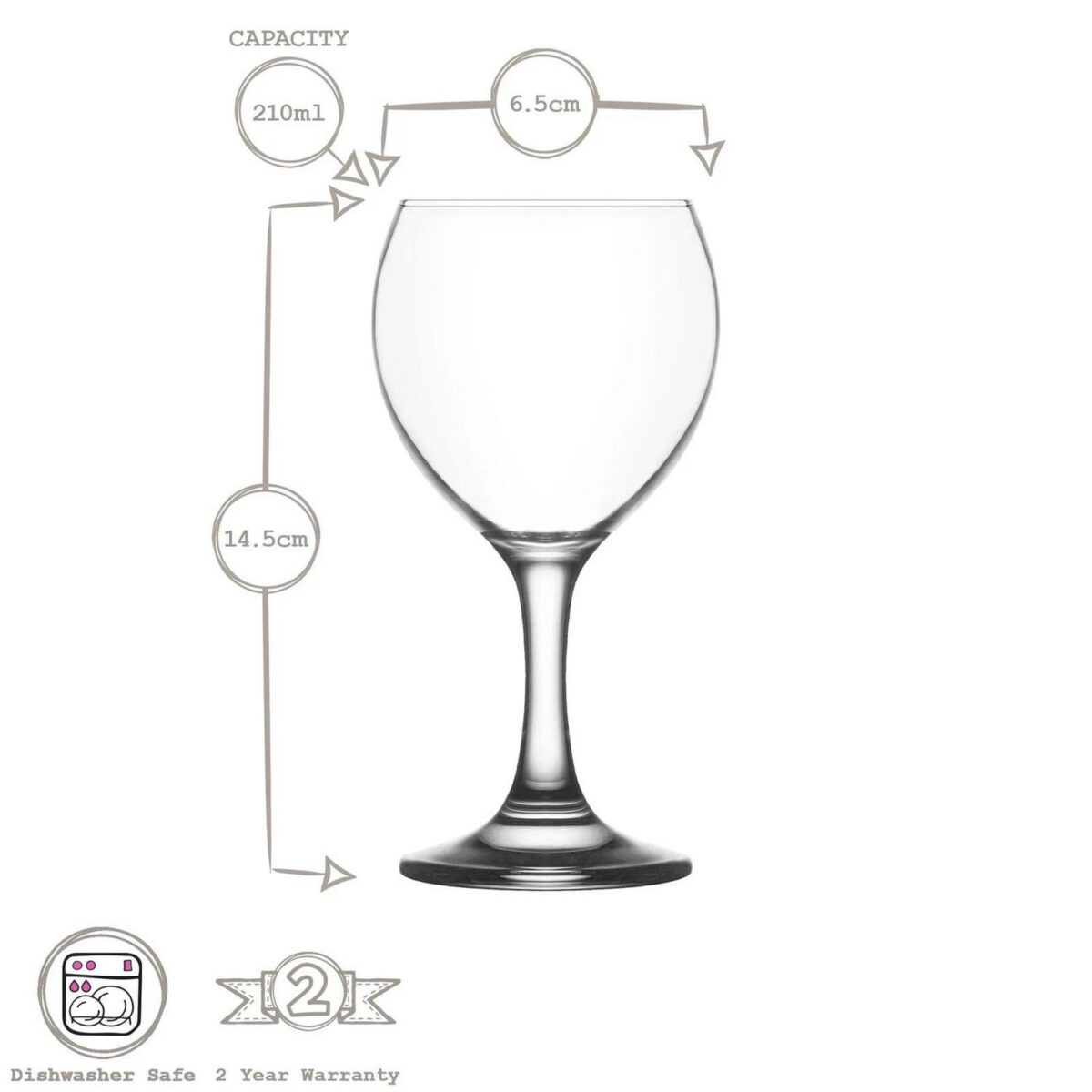 6x LAV 210ml Misket White Wine Glasses Party Cocktail Drinking Glass Goblet Set - Image 3