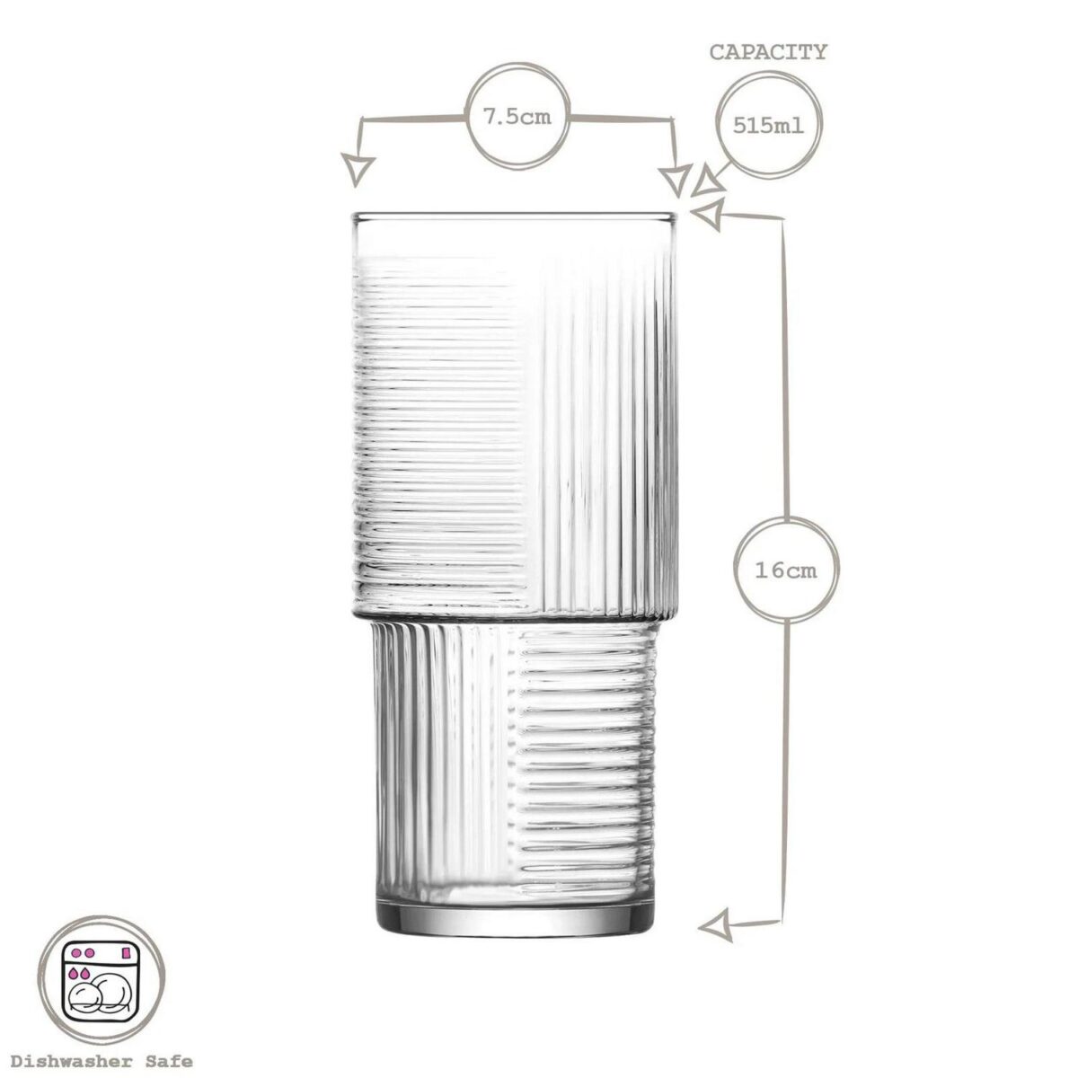 6x LAV 515ml Helen Stacking Highball Glasses Juice Cocktail Drinking Tumblers - Image 3