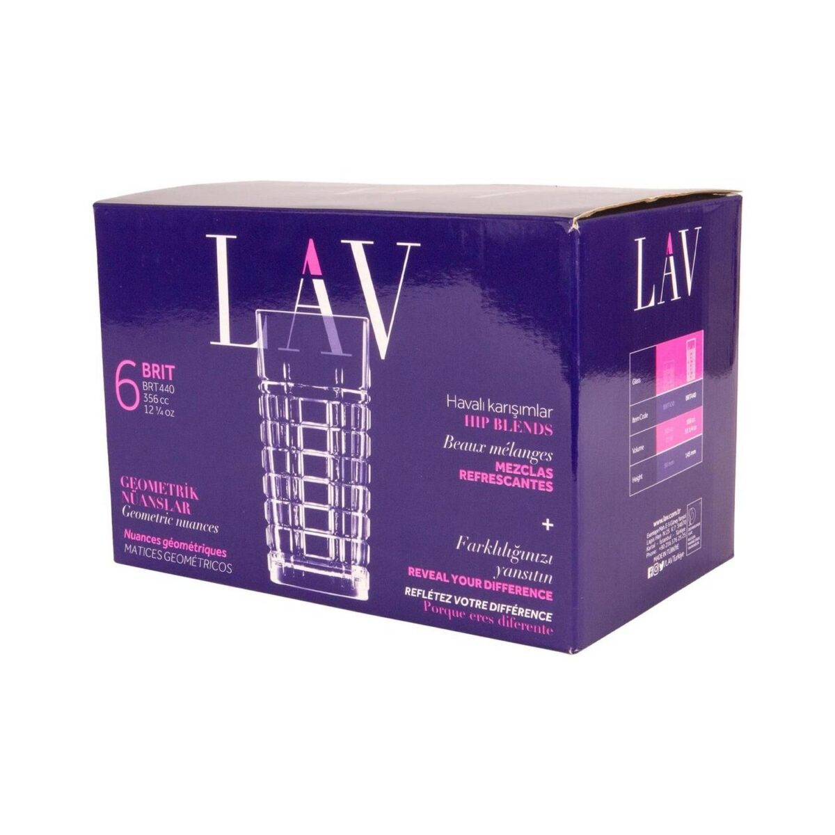 6x LAV Brit Highball Glasses Tall Glass Water Drinking Tumblers Set 356ml - Image 4