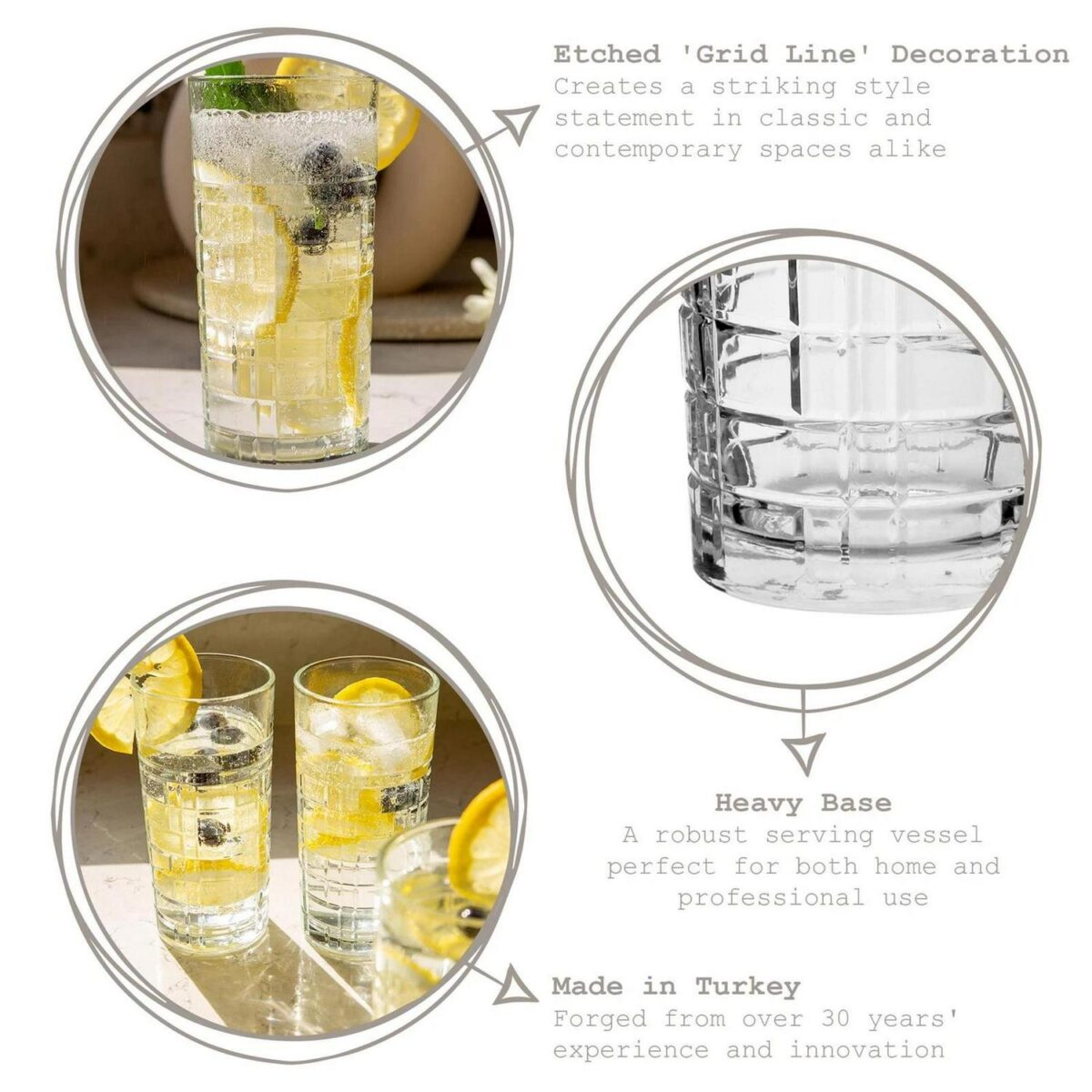 6x LAV Brit Highball Glasses Tall Glass Water Drinking Tumblers Set 356ml - Image 2