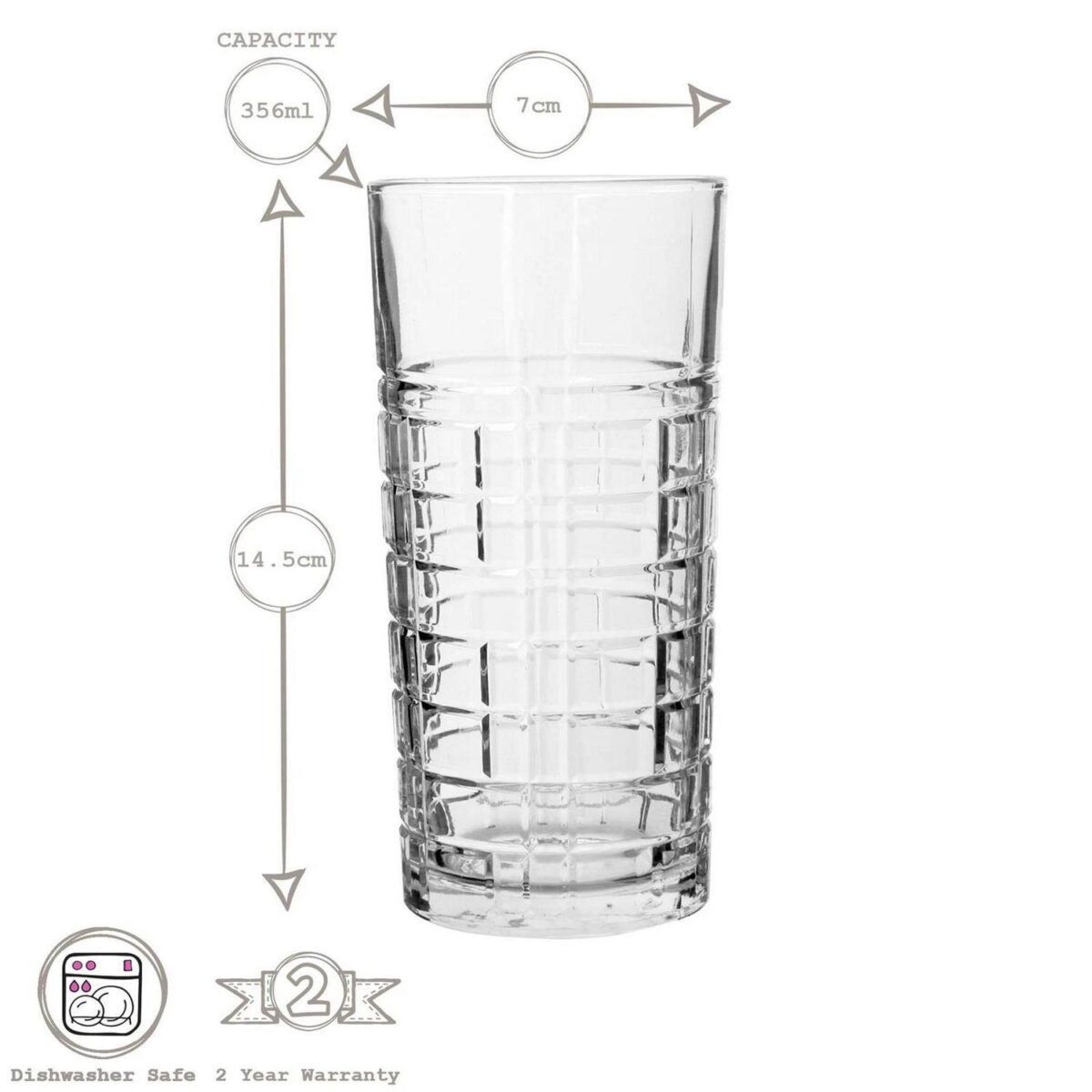 6x LAV Brit Highball Glasses Tall Glass Water Drinking Tumblers Set 356ml - Image 3