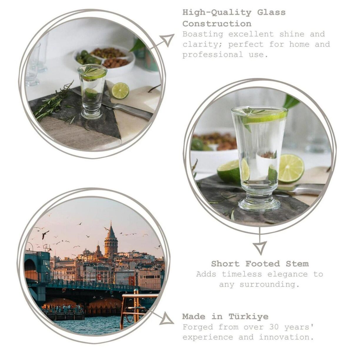 6x LAV Clear 150ml Troya Glass Footed Tumblers Water Juice Cocktail Glasses - Image 2