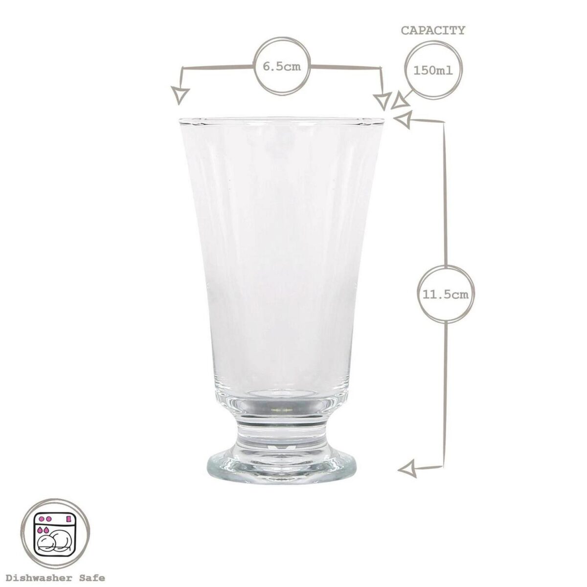 6x LAV Clear 150ml Troya Glass Footed Tumblers Water Juice Cocktail Glasses - Image 3
