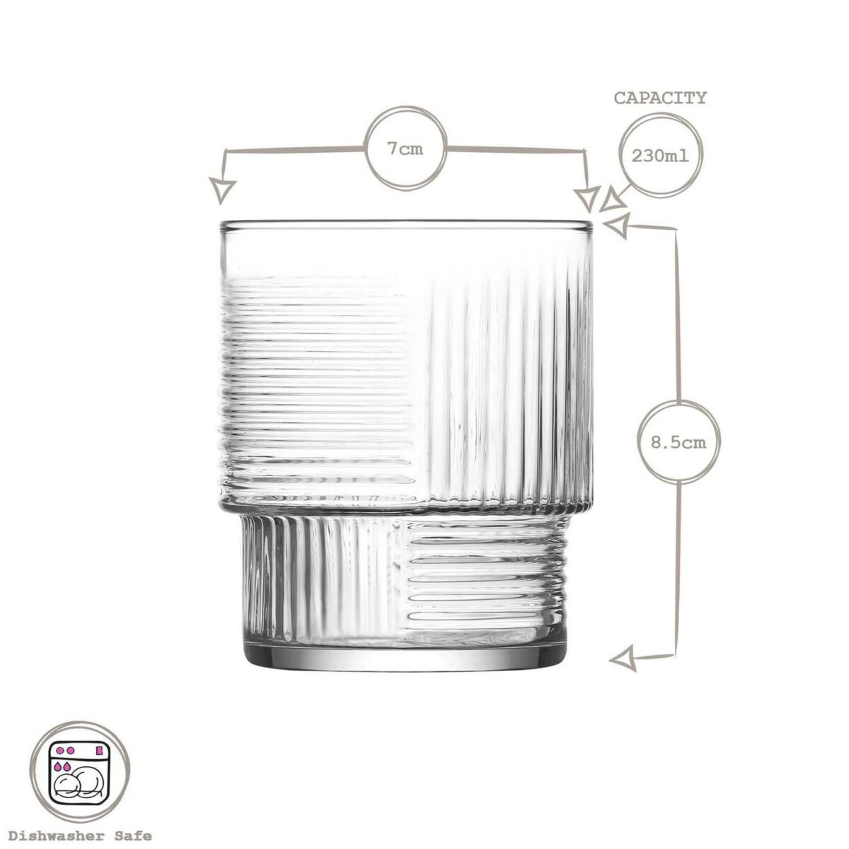 6x LAV Clear 230ml Helen Stacking Whisky Glasses Tumbler Glassware Gift Set - Image 3