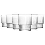 6x LAV Clear 230ml Helen Stacking Whisky Glasses Tumbler Glassware Gift Set