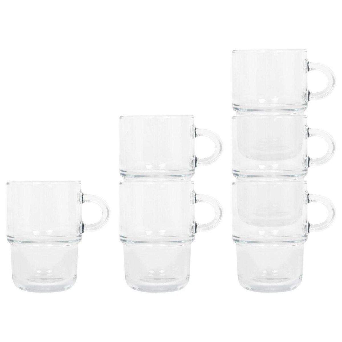 6x LAV Clear 350ml Cozy Stacking Glass Coffee Cups Tea Latte Cappuccino Glasses - Image 1