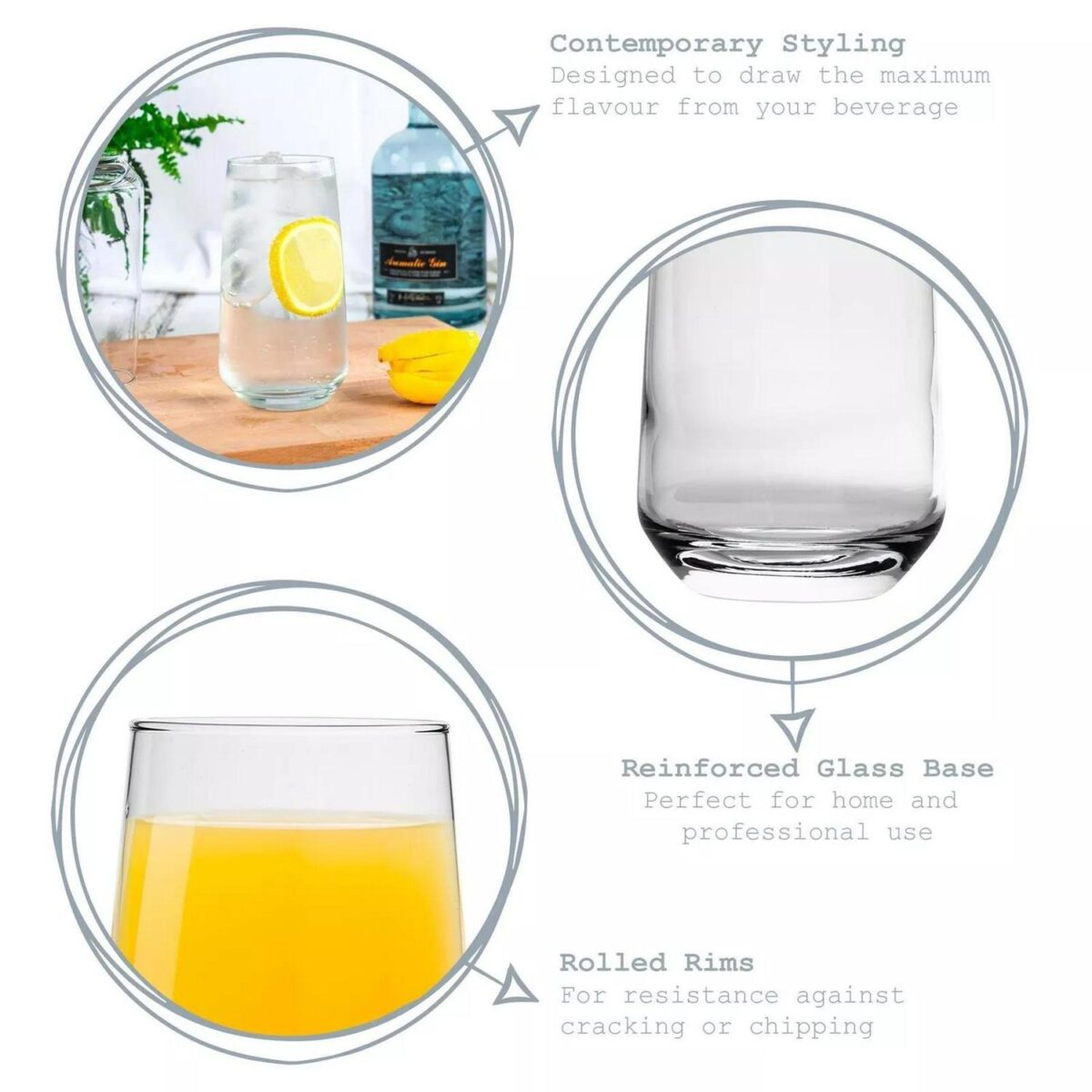 6x LAV Lal Highball Glasses Tall Glass Water Drinking Tumblers Set 480ml - Image 2