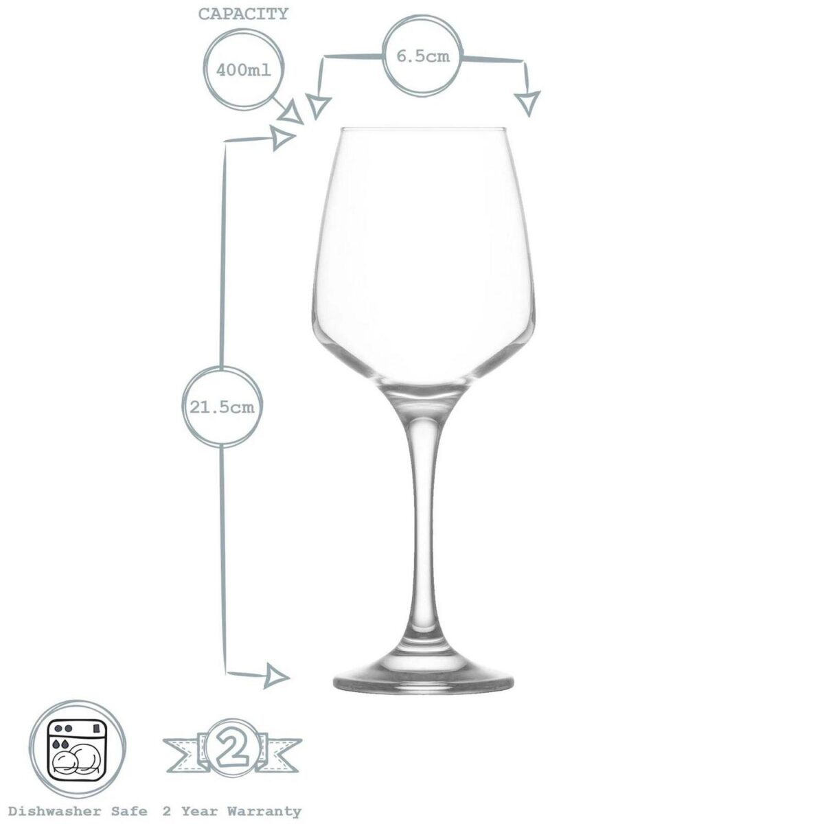 6x LAV Lal Red Wine Glasses Large Glass White Rose Long Stem Party Set 400ml - Image 3