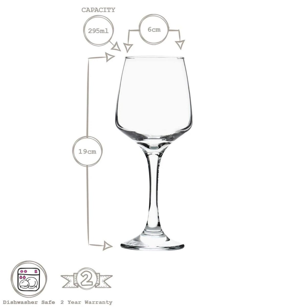 6x LAV Lal White Wine Glasses Small Glass Red Rose Long Stem Party Set 295ml - Image 3