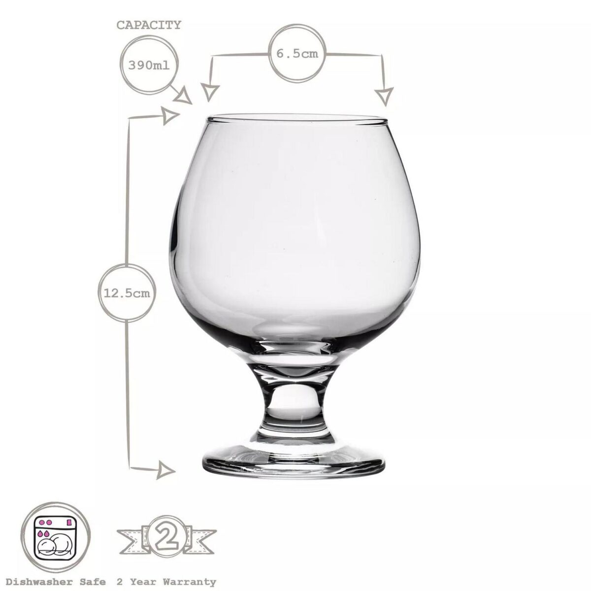 6x LAV Misket Brandy Snifter Glasses Large Cognac Wine Port Gift Box Set 390ml - Image 3