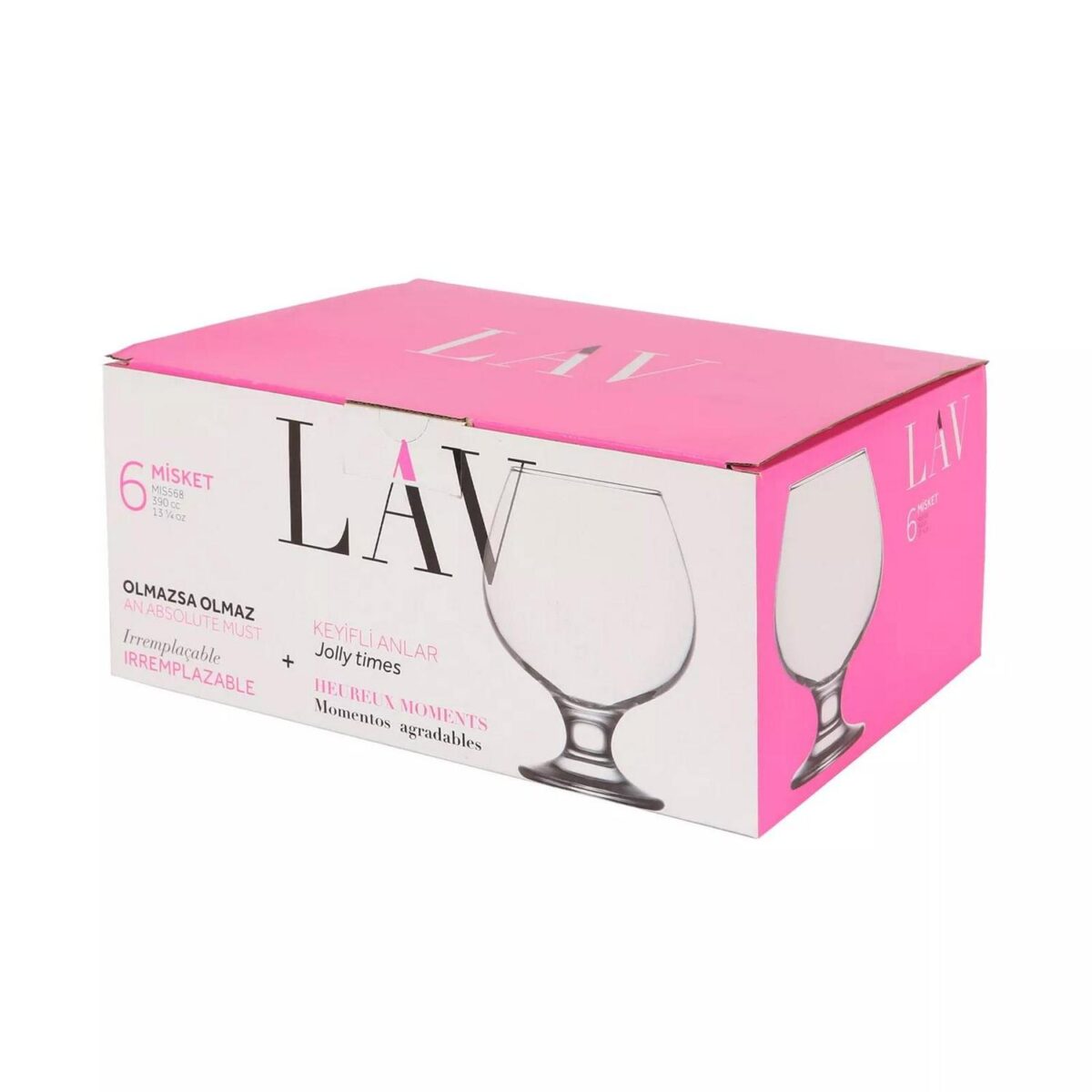 6x LAV Misket Brandy Snifter Glasses Large Cognac Wine Port Gift Box Set 390ml - Image 6