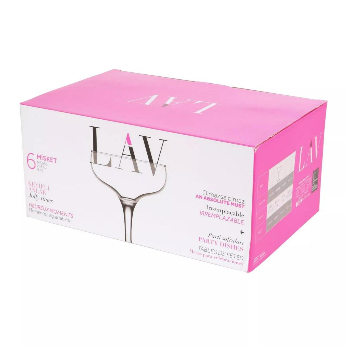 6x LAV Misket Champagne Coupe Saucers Vintage Glass Cocktail Coupes 235ml Clear - Image 5