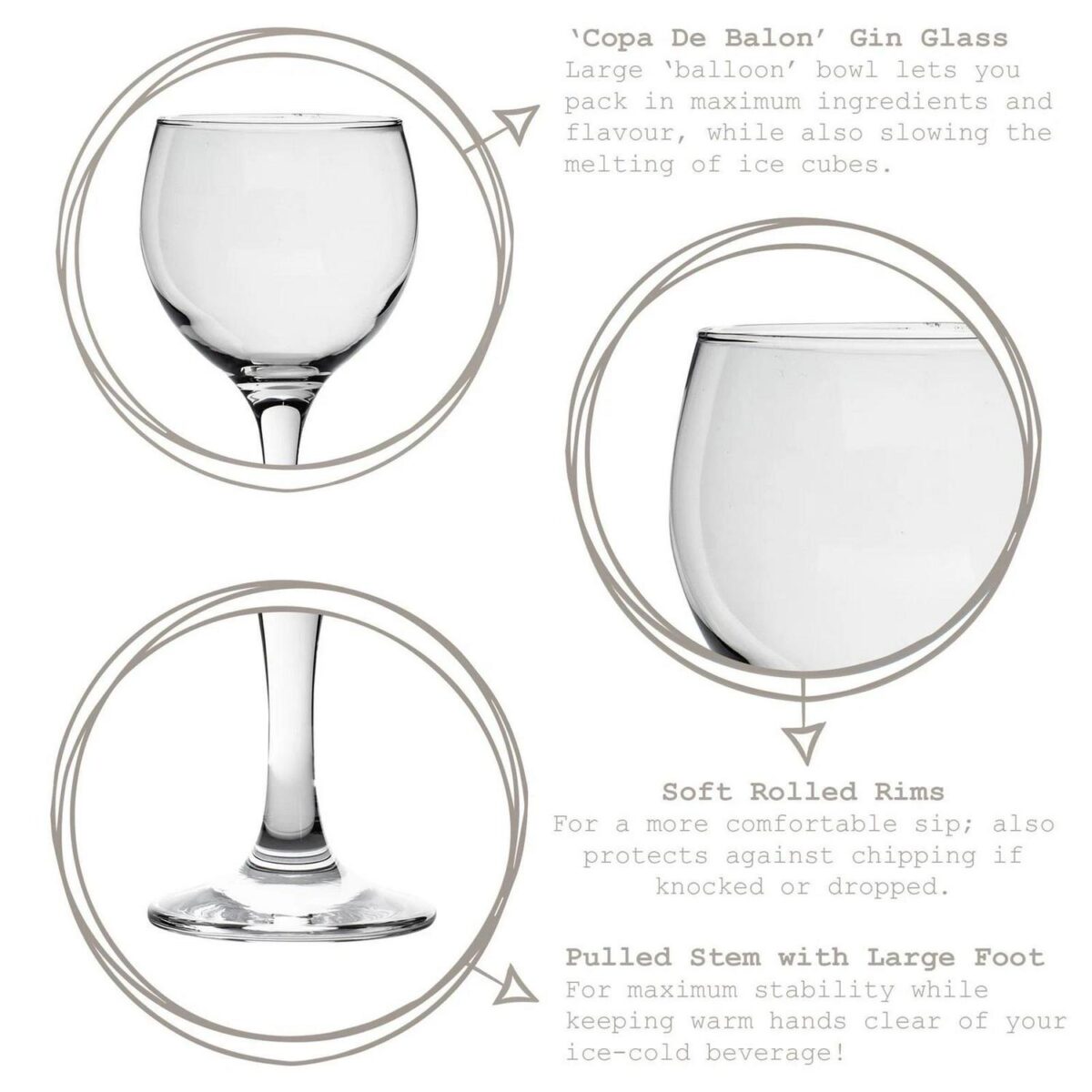 6x LAV Misket Gin and Tonic Glasses Large Glass Cocktail Balloon Gift Set 645ml - Image 2