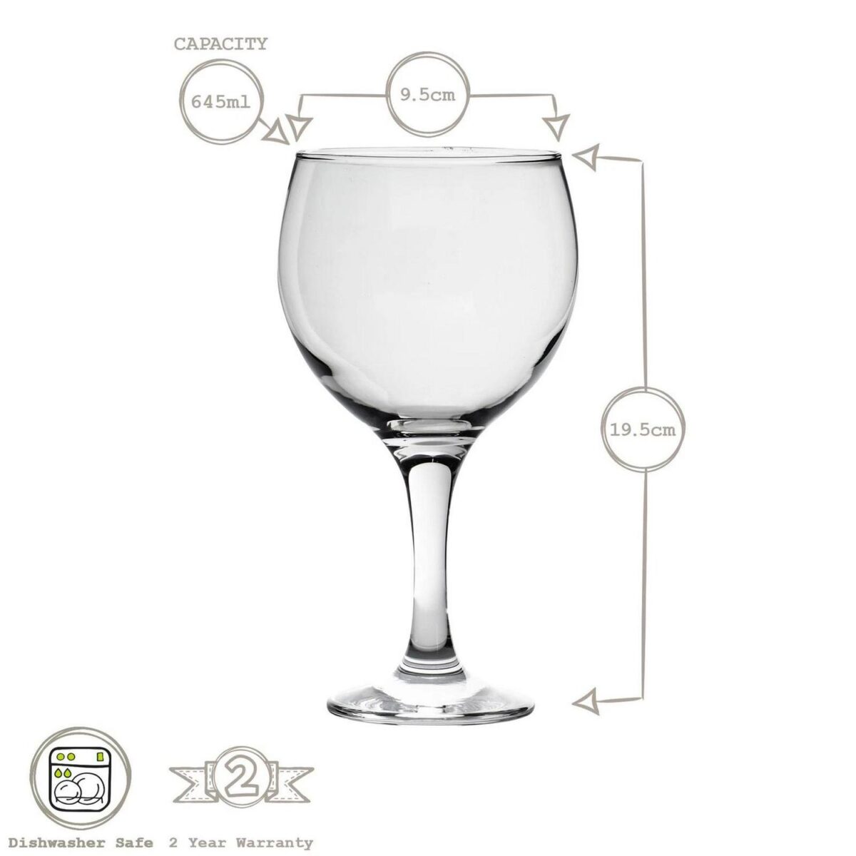 6x LAV Misket Gin and Tonic Glasses Large Glass Cocktail Balloon Gift Set 645ml - Image 3