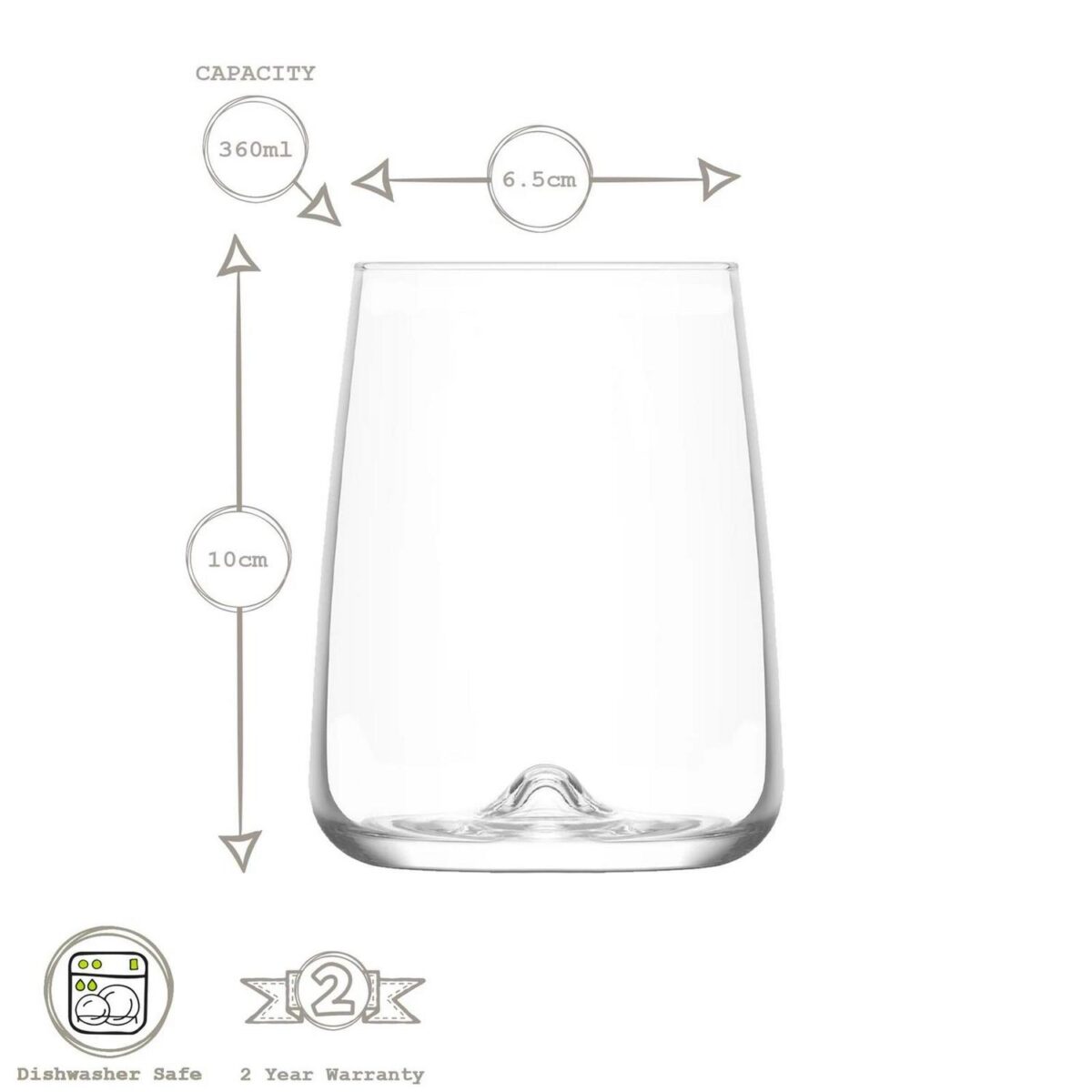 6x LAV Terra Tumbler Glasses Glass Water Wine Whiskey Gin Drinking Cup 360ml - Image 3