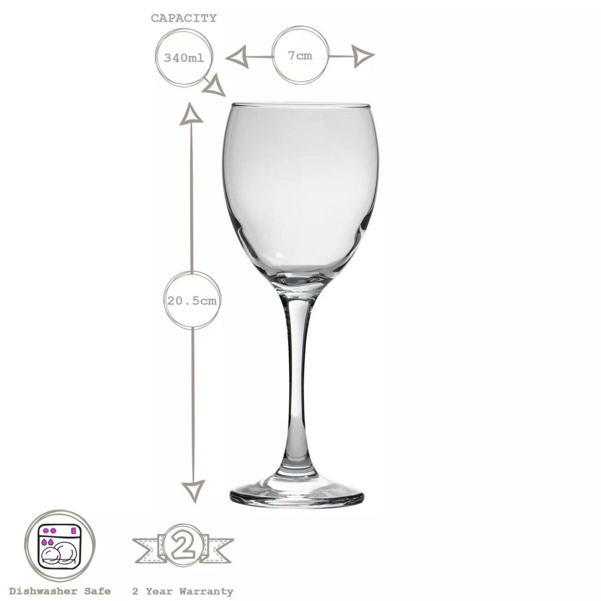 6x LAV Venue Red Wine Glasses Large Glass White Rose Long Stem Party Set 340ml - Image 3