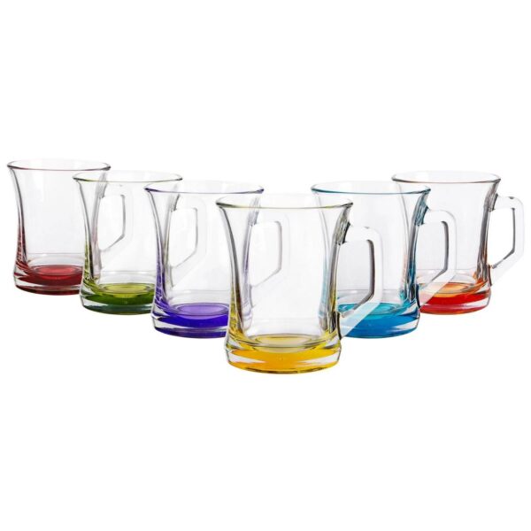 6x LAV Zen+ Coloured Base Glass Coffee Mugs Tea Latte Cappuccino Cups 225ml