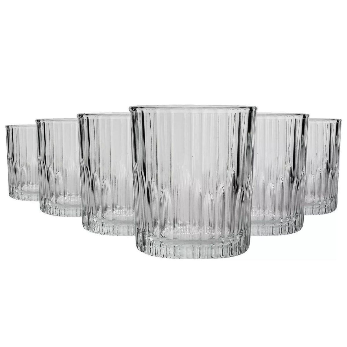 6x Manhattan Vintage Whisky Glasses Tempered Old Fashioned Tumblers 220ml - Image 1