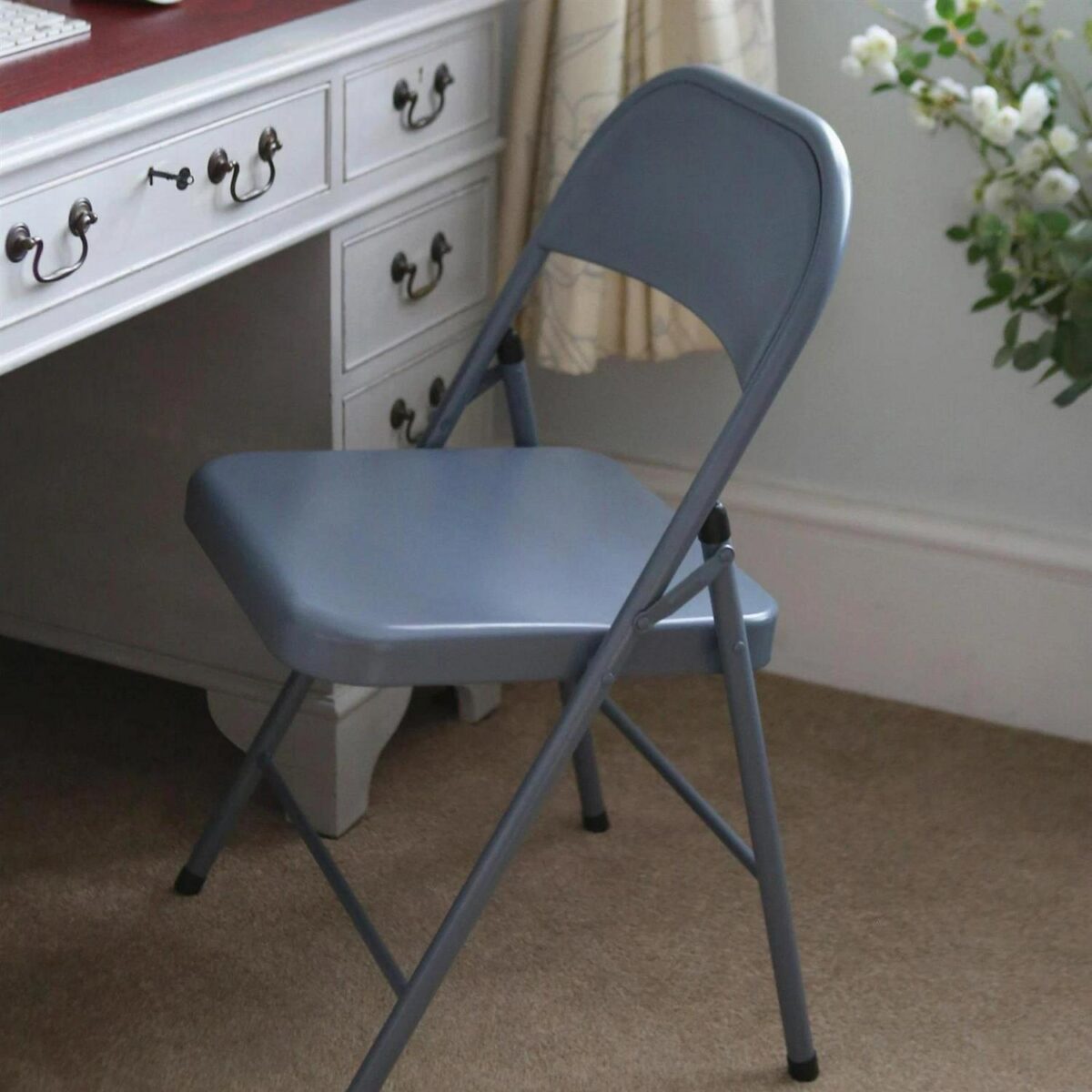 6x Matt Grey Metal Folding Chairs Space-Saving Foldable Office Dining Chair - Image 7