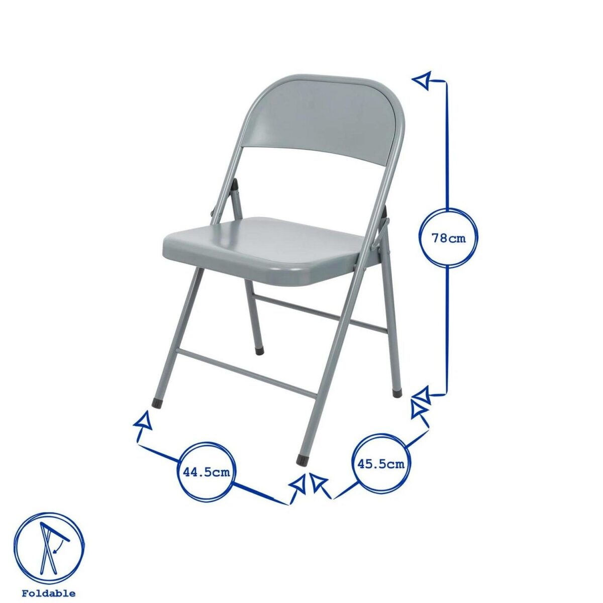 6x Matt Grey Metal Folding Chairs Space-Saving Foldable Office Dining Chair - Image 3
