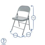 6x Matt Grey Metal Folding Chairs Space-Saving Foldable Office Dining Chair - Image 3