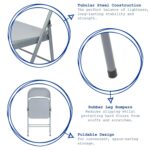 6x Matt Grey Metal Folding Chairs Space-Saving Foldable Office Dining Chair - Image 2
