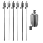 6x Metal Garden Torch Oil Paraffin Lantern - Patio Lighting 146cm Silver