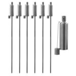 6x Metal Garden Torches Tiki Paraffin Oil Fire Lantern Cylinder Silver