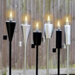 6x Metal Garden Torches Tiki Paraffin Oil Fire Lantern Cylinder Silver - Image 8