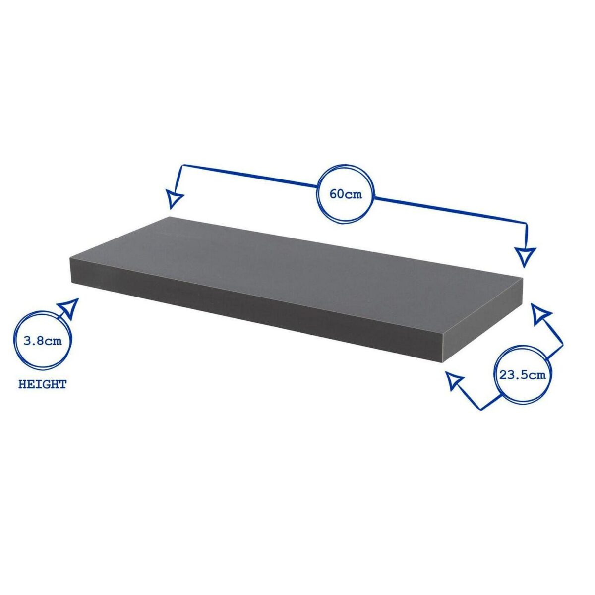 6x Modern Floating Shelves Wall Mounted Living Room Bedroom Storage 60cm Grey - Image 3