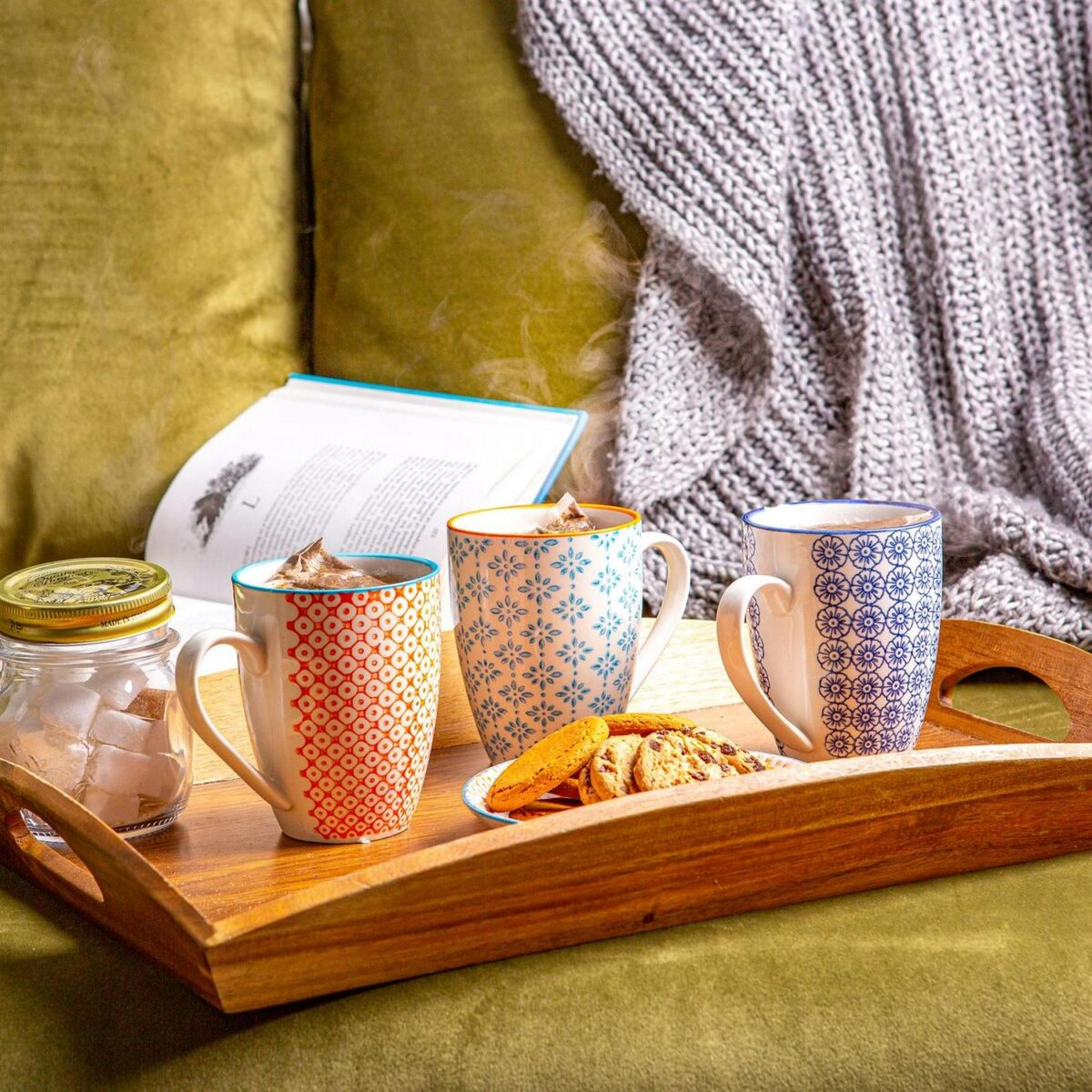 6x Nicola Spring Hand Printed Coffee Mugs Patterned Coffee Tea Mugs 360ml - Image 5