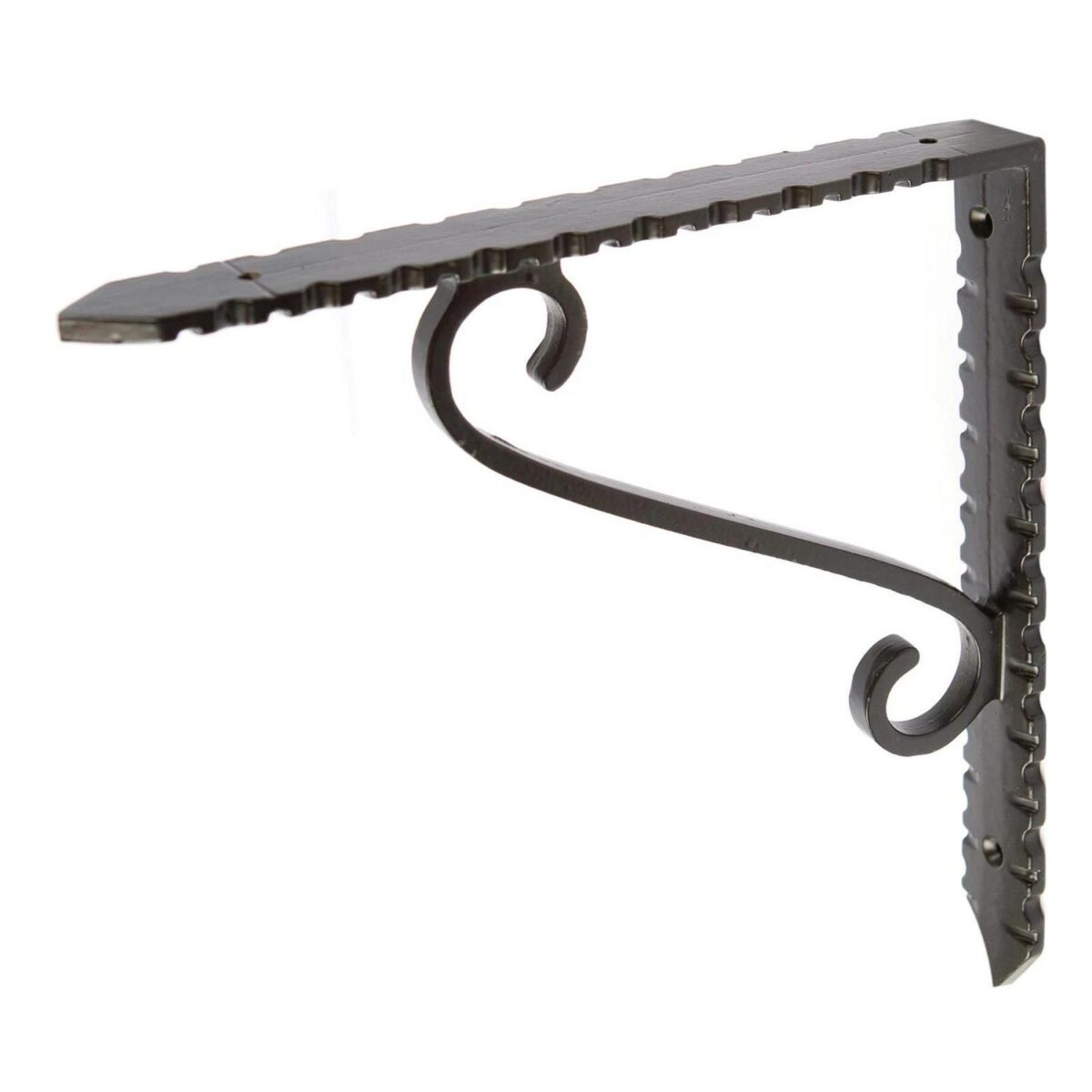 6x Notched Scroll Iron Shelf Bracket Antique Vintage Wall Brackets D205mm Black - Image 4