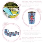 6x Ocean Pansy 300ml Stainless Steel Picnic Tumblers Reusable Party BBQ Set - Image 2
