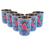 6x Ocean Pansy 300ml Stainless Steel Picnic Tumblers Reusable Party BBQ Set
