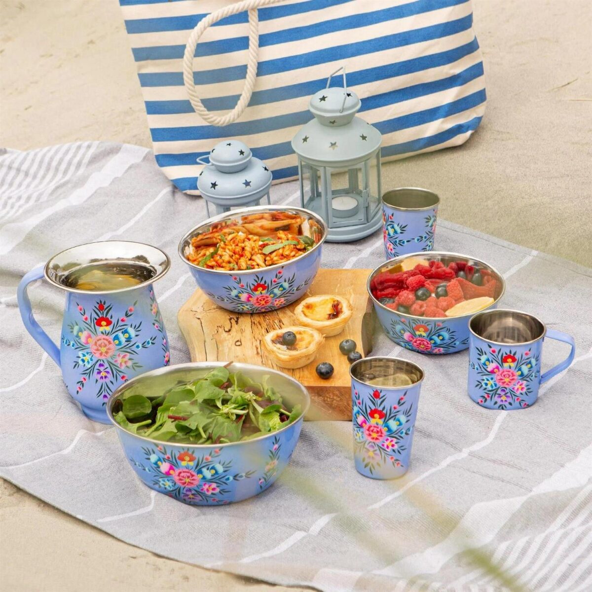 6x Ocean Pansy 300ml Stainless Steel Picnic Tumblers Reusable Party BBQ Set - Image 7