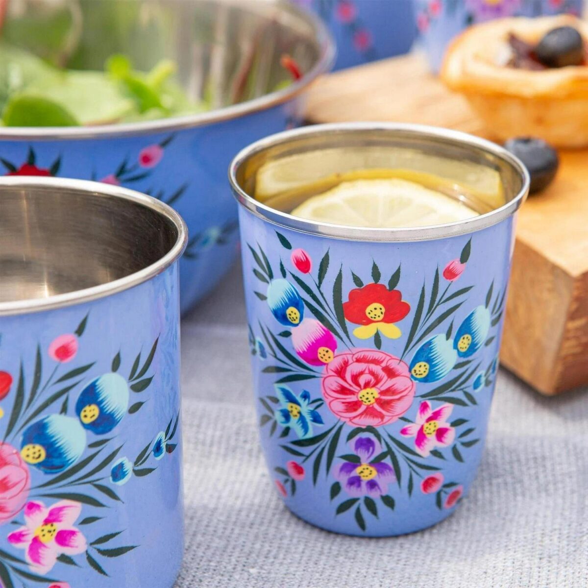 6x Ocean Pansy 300ml Stainless Steel Picnic Tumblers Reusable Party BBQ Set - Image 5