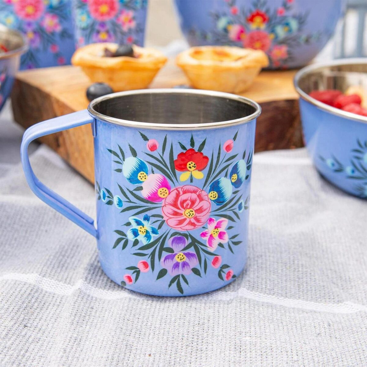 6x Ocean Pansy 450ml Stainless Steel Picnic Camping Mugs Tea Coffee Cups - Image 5