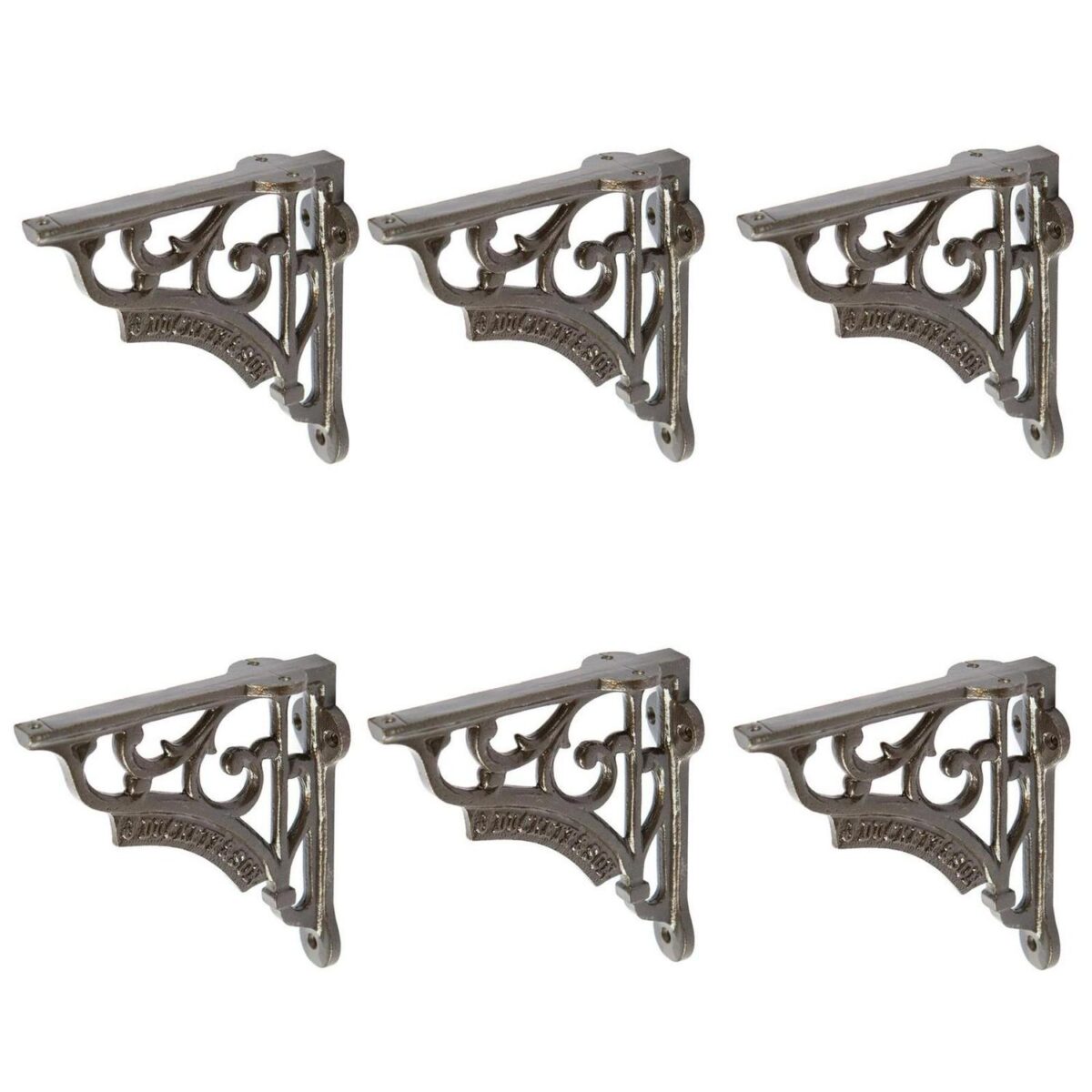 6x Ornate Iron Shelf Bracket Cast Iron Antique Vintage Wall Brackets D120mm Raw - Image 1