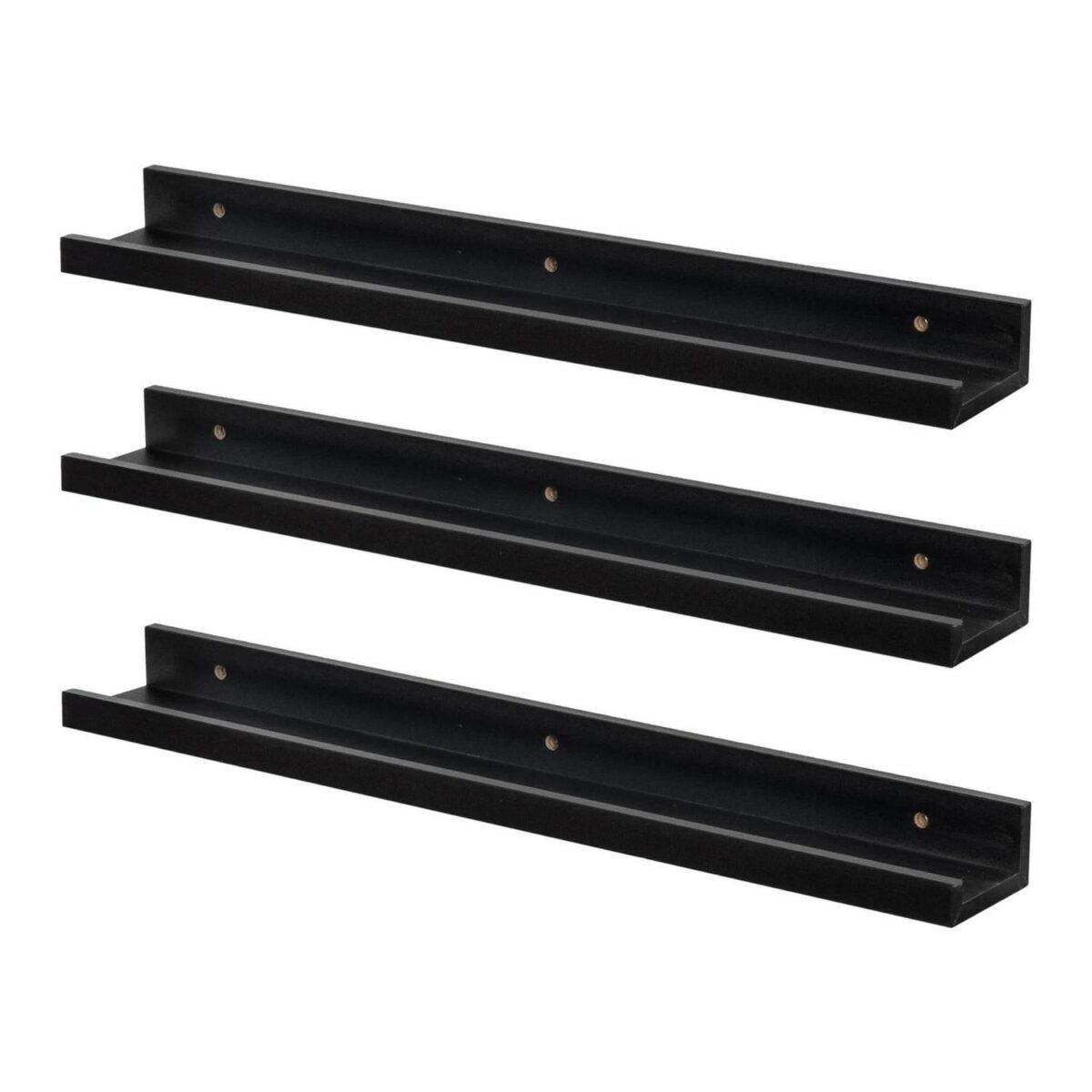 6x Picture Ledge Shelves Floating Wall Mounted Bookshelf Storage 57cm Black - Image 1