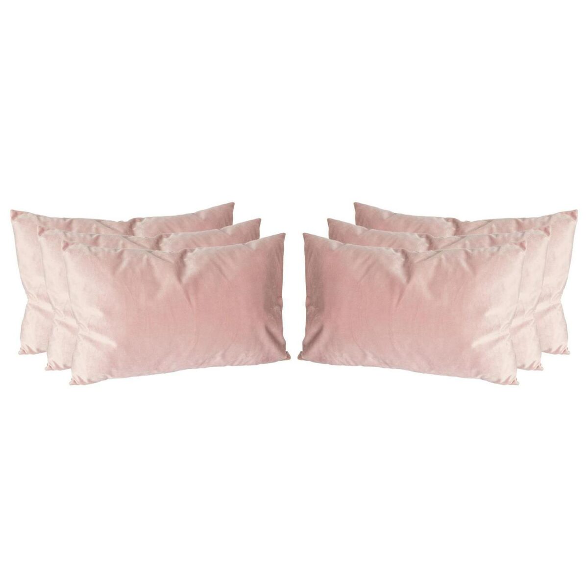 6x Pink 60cm x 40cm Rectangle Velvet Cushions Large Scatter Cushions with Cover - Image 1