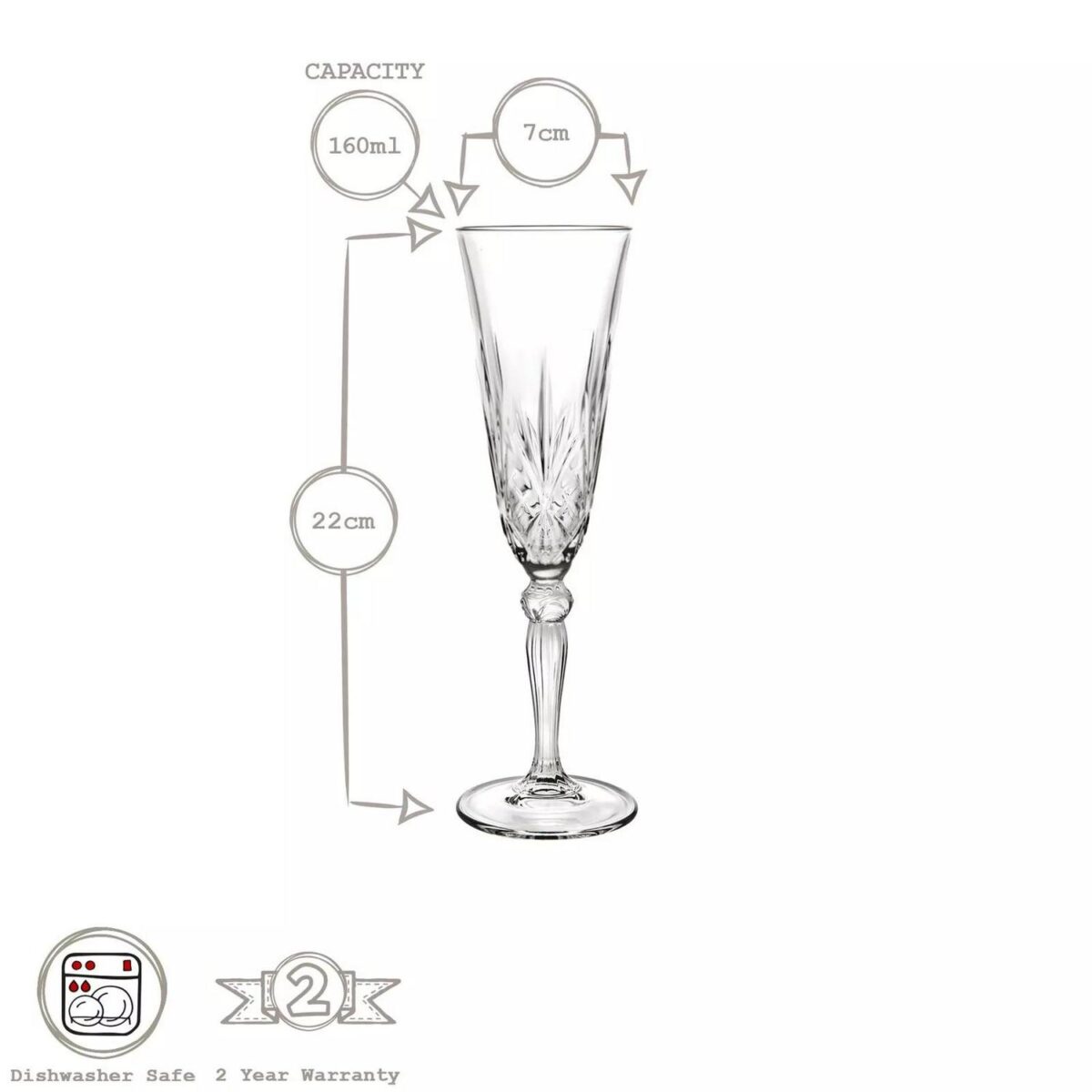 6x RCR Crystal 160ml Melodia Glass Champagne Flutes Prosecco Wedding Glasses Set - Image 3