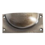 6x Rectangular Cabinet Cup Handle Cast Iron Handles 105mm x 50mm Brass - Image 3