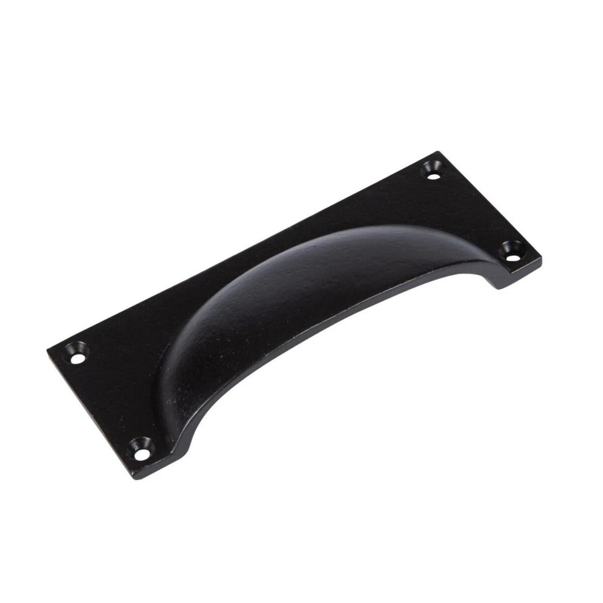 6x Rectangular Cabinet Cup Handle Cast Iron Handles 130mm x 50mm Black - Image 4