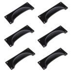 6x Rectangular Cabinet Cup Handle Cast Iron Handles 130mm x 50mm Black