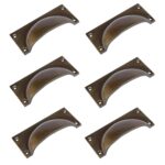 6x Rectangular Cabinet Cup Handle Cast Iron Handles 105mm x 50mm Brass