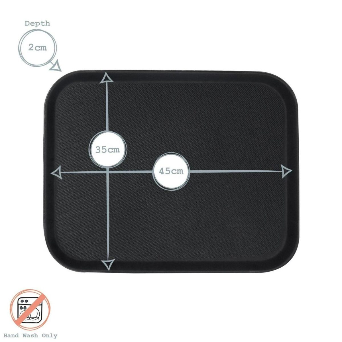 6x Rectangular Non-Slip Serving Trays Rubber Drinks Service 45 x 35cm Black - Image 3