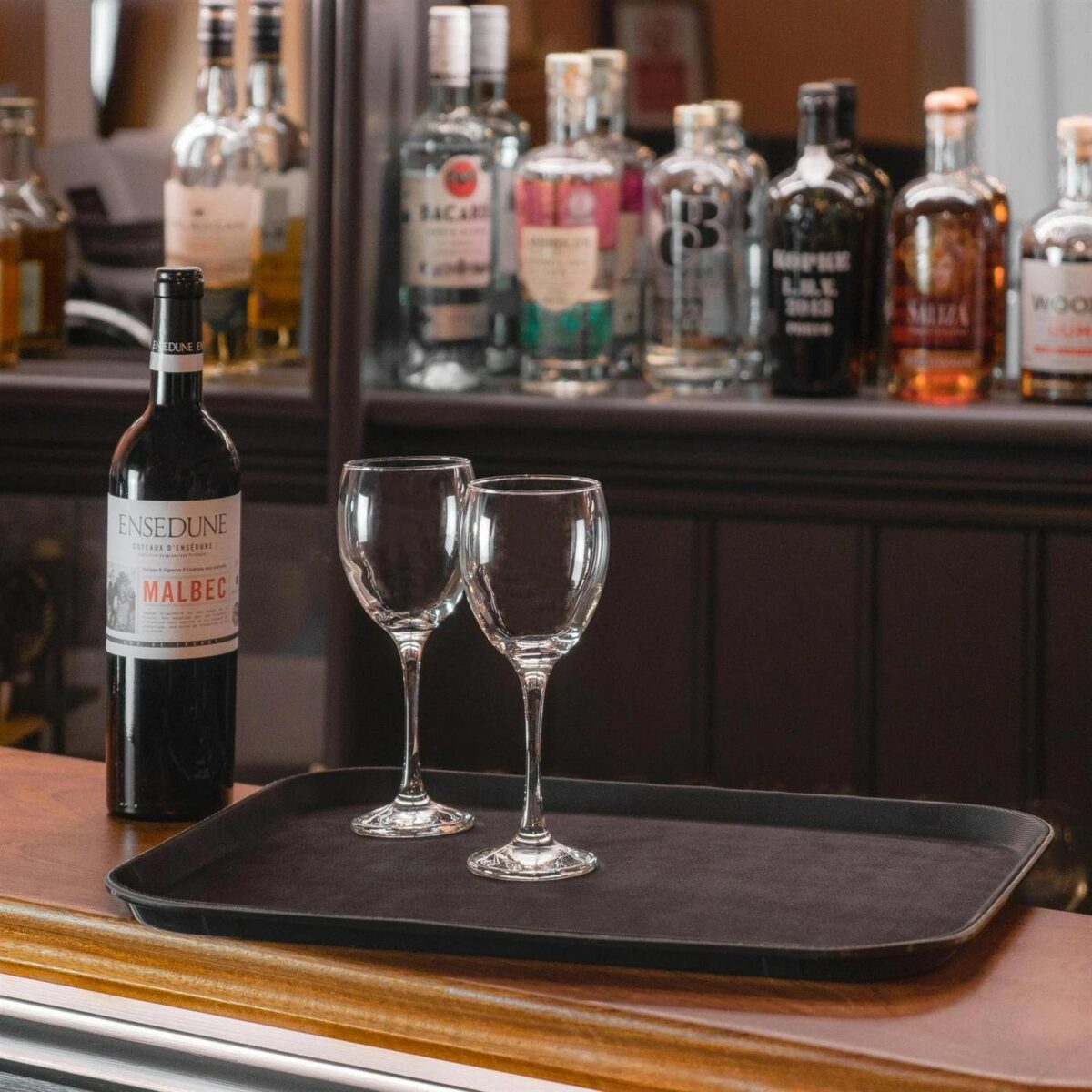 6x Rectangular Non-Slip Serving Trays Rubber Drinks Service 45 x 35cm Black - Image 5