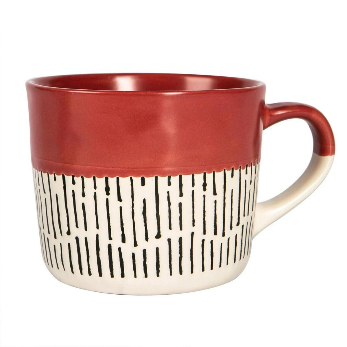 6x Red 450ml Dipped Dash Stoneware Coffee Mugs Large Rustic Ceramic Tea Cups Set - Image 5